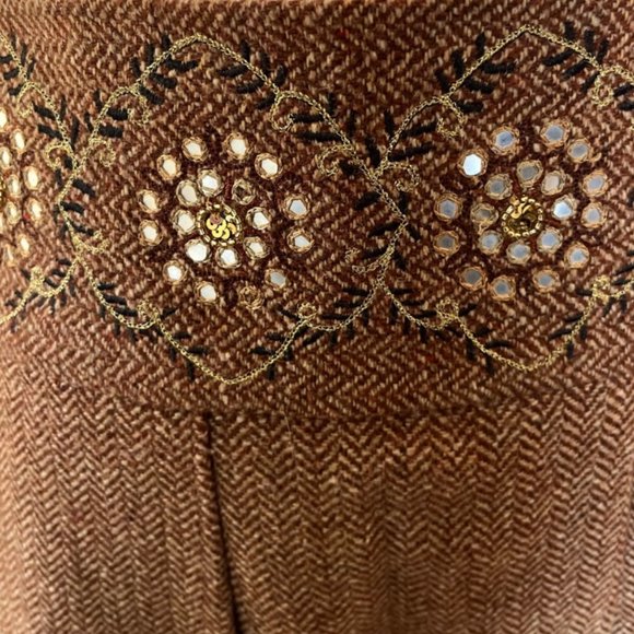 Ann Taylor for Loft Brown Embellished Mid Length Skirt Wool Blend Size 6 - Picture 7 of 10